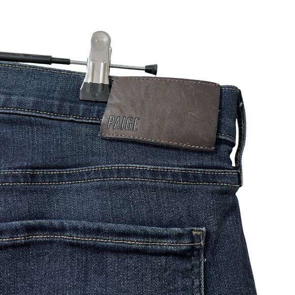 Paige Federal Straight Slim Whiskered Jeans Mens 34x31 Dark Wash Casual Stretch - Picture 6 of 10